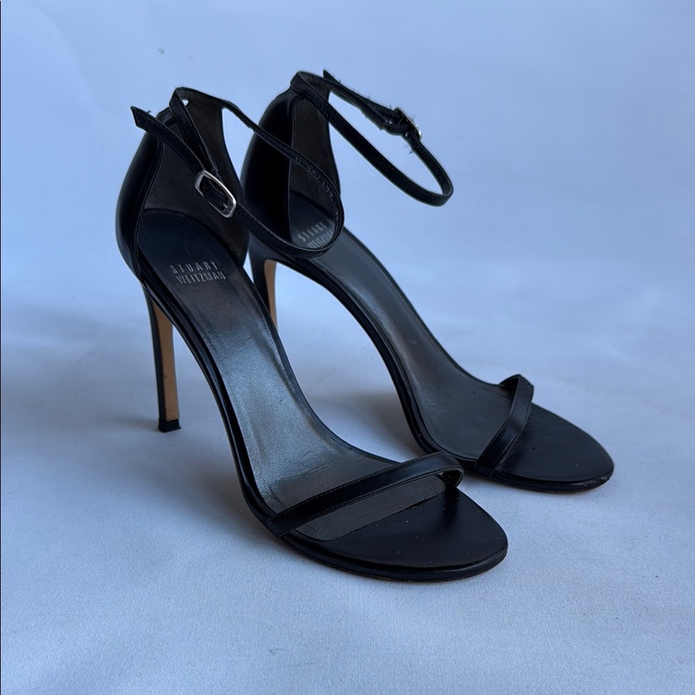 Stuart Weitzman Black Ankle Strap Heels